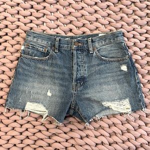 Free People Distressed Jean Shorts, Size: 27